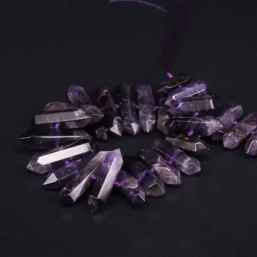 Бусины двусторонние из натурального аметиста 15 5 дюймов|loose beads|crystal stickbeads loose |