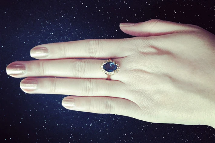 Высокое качество розовое золото цвет синий CZ кубический цирконий кольцо Bague Мода кубический цирконий юбилей ювелирные изделия для женщин anel R189