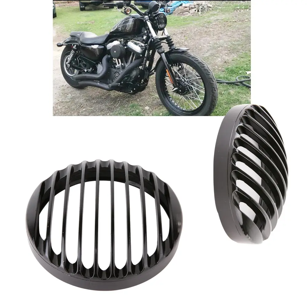 5.75inch Motorcycle Headlight CNC Grill Cover mask Headlamp Billet For Sportster XL883 1200 | Автомобили и мотоциклы