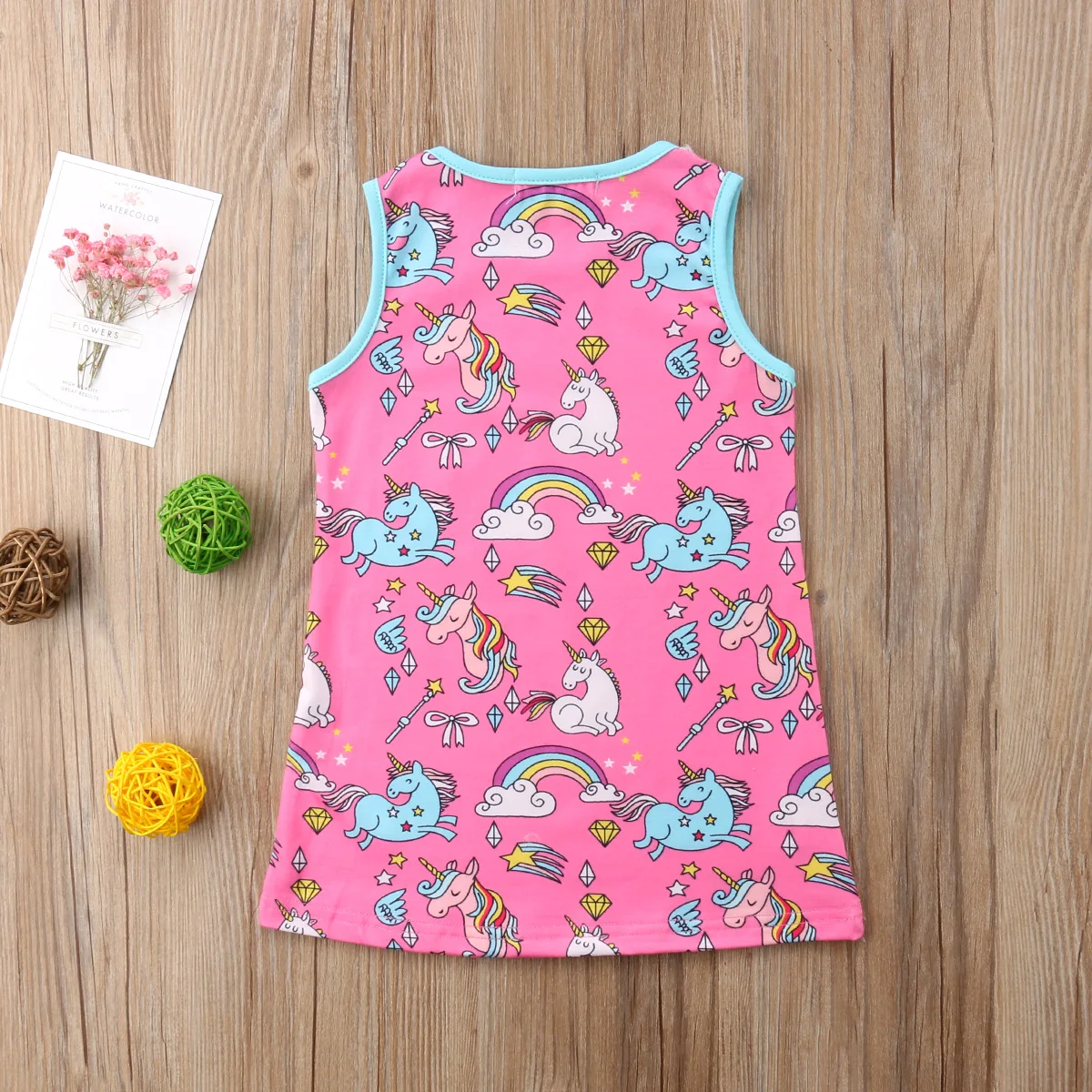 Emmababy Toddler Kids Baby Girls Unicorn Print Vest Dress Princess Sleeveless Sundress Clothes | Детская одежда и обувь