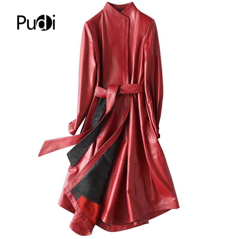PUDI A22291-6, новинка, Женское пальто из натуральной овечьей кожи, женское платье, стильная куртка с поясом, Осеннее/зимнее пальто
