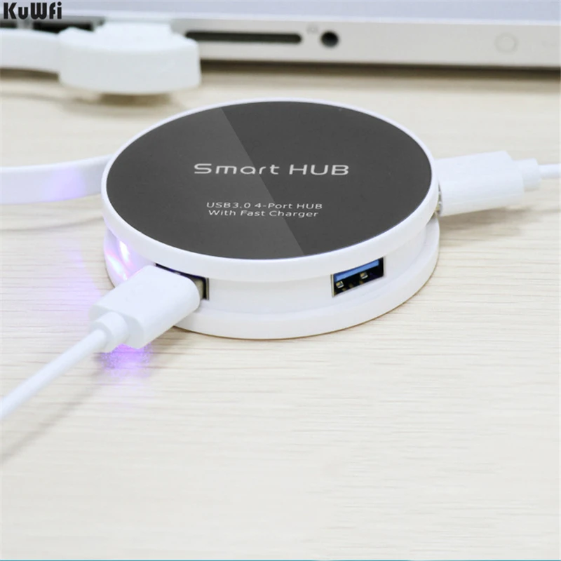 KuWFi usb хаб мульти 4 Порты круговой тонкий высокого Скорость сплиттера для ноутбука