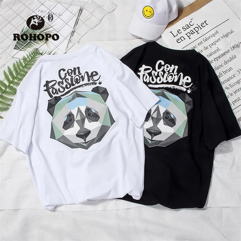 Винтажная мужская летняя футболка с короткими рукавами и принтом панда ROHOPO