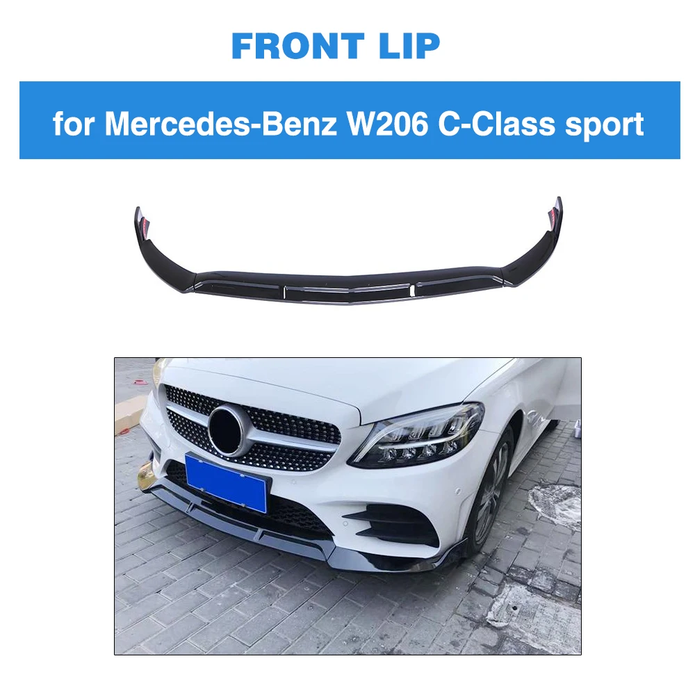 Для Mercedes Benz C Class W206 C200 C300 Sport 2019 ABS глянцевый черный Передний бампер спойлер для