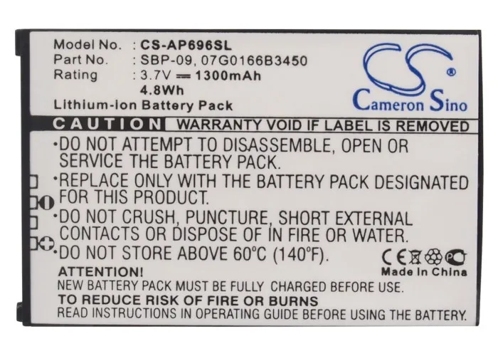 

Cameron Sino 1300mah battery for ASUS MyPal A686 A696 A626