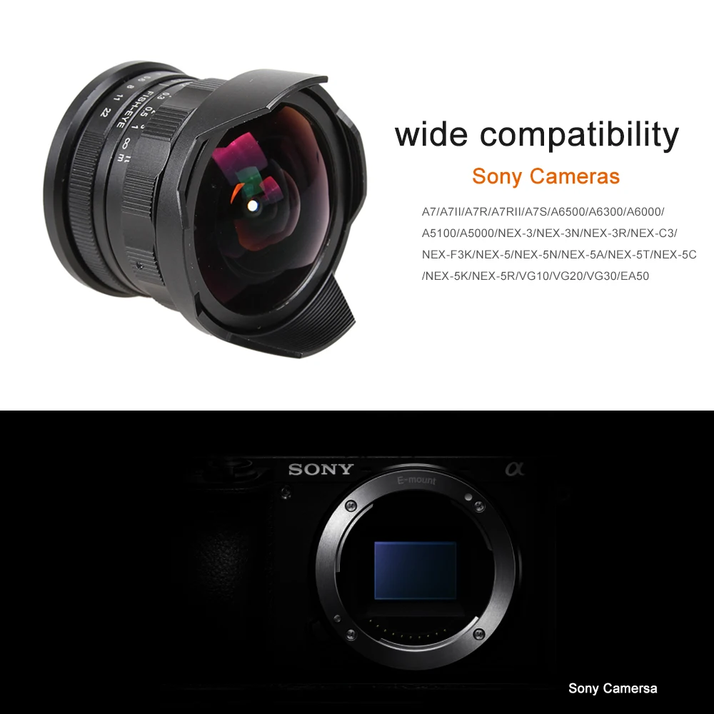 7,5 мм F2.8 типа «рыбий глаз» Ручной Рыбий глаз для sony NEX-F3 NEX-5 NEX-6 NEX-7 A6500 A6300 A6000 A5000 A5100 Камера объектив