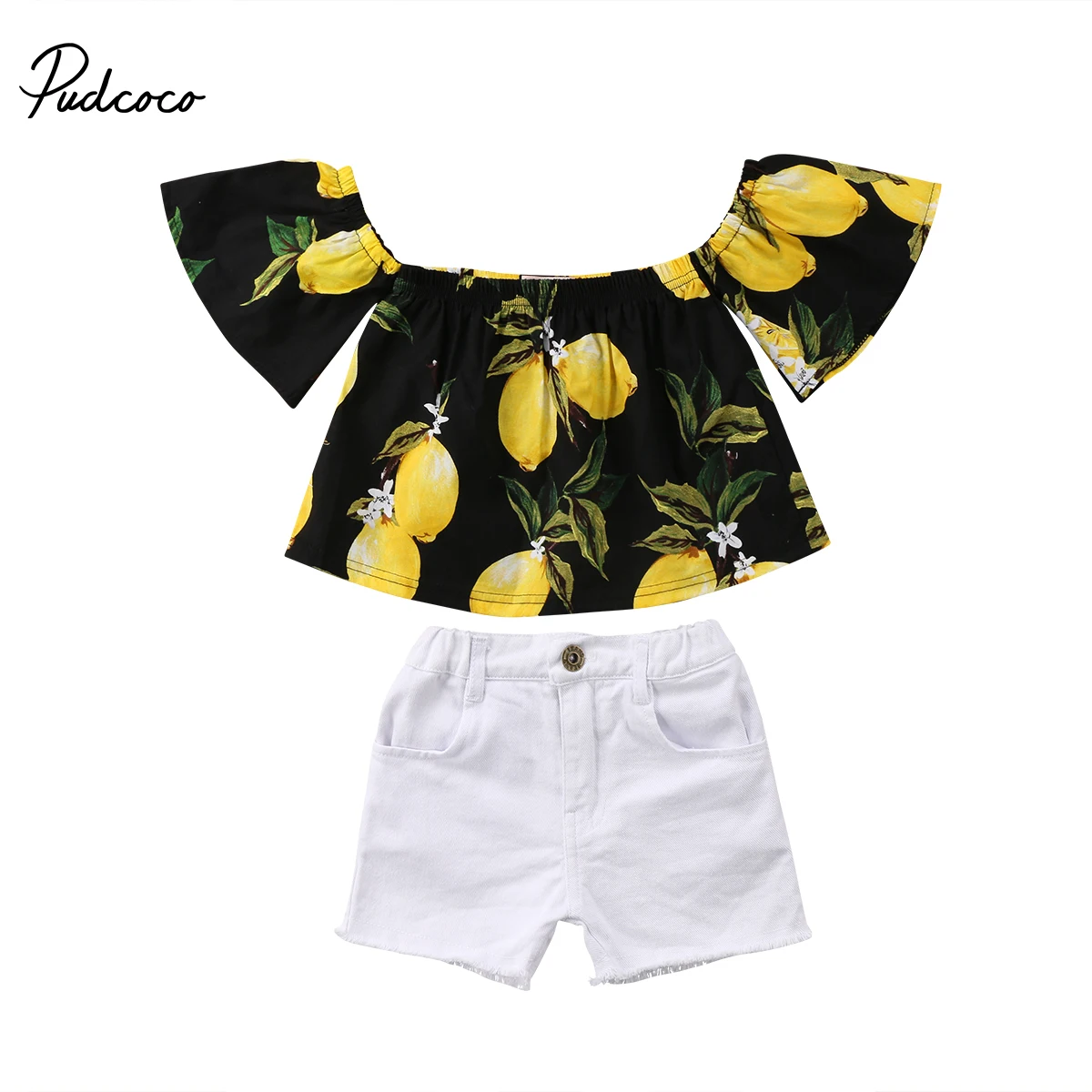 Новая летняя детская одежда для маленьких девочек костюм футболка с принтом