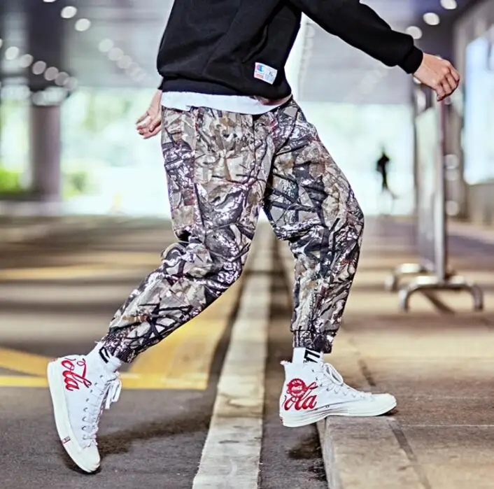 personality fashion Street camouflage pants mens feet trousers summer pantalones hombre cargo harem pants for men pantalon loose