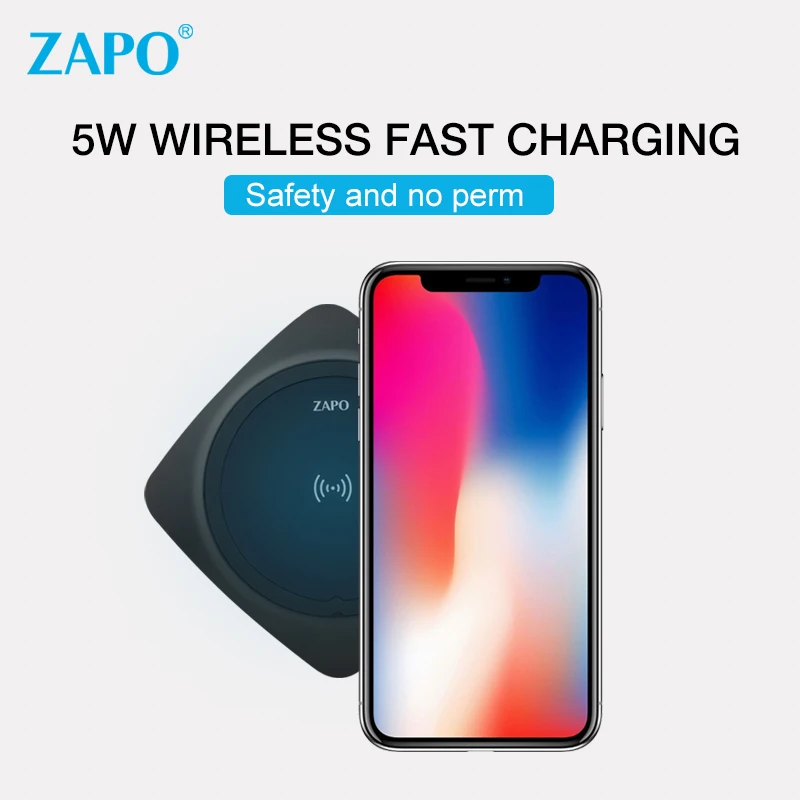 ZAPO Universal 5W Smart Wireless Charger Qi Standard Quick USB Charging Pad Radiation-Free Automatic Control For IPHONE 8 X plus | Мобильные