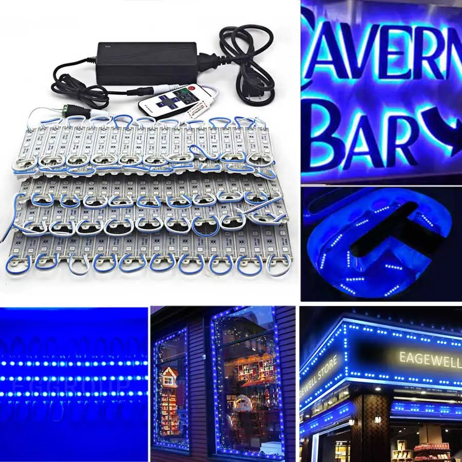 

LED Module Light SMD 5050 3LED DC12V Waterproof Advertising Sign Lights Window Store Strip Lamp Modules Lights Kit Blue Color