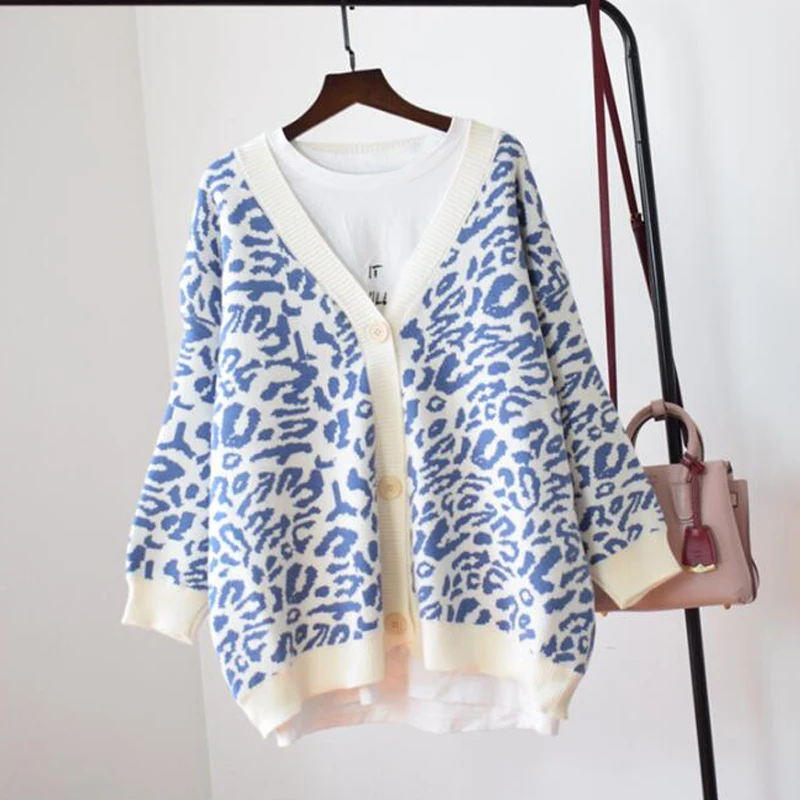 Hirsionsan Leopard Sweater Women Button Sex Cardigan New 2019 Autumn Winter Casual Knitted Loose Korean Warm Female Punk Jumper |