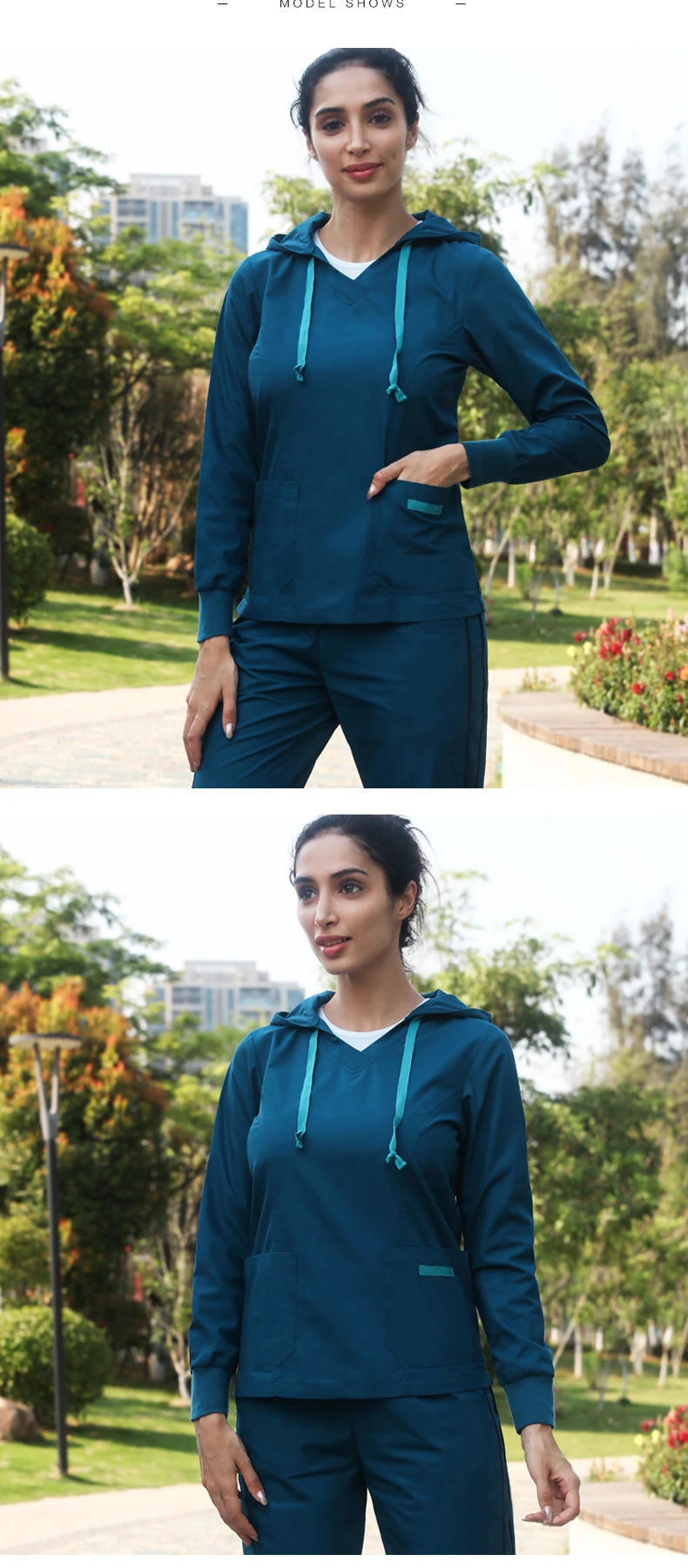 Medical Hoodies Nurse Top Uniform Warm Up Hospital Hoodies Sport 3 Colors Long Sleeve Doctor Tops Knitted Cuffs Infinity Tops