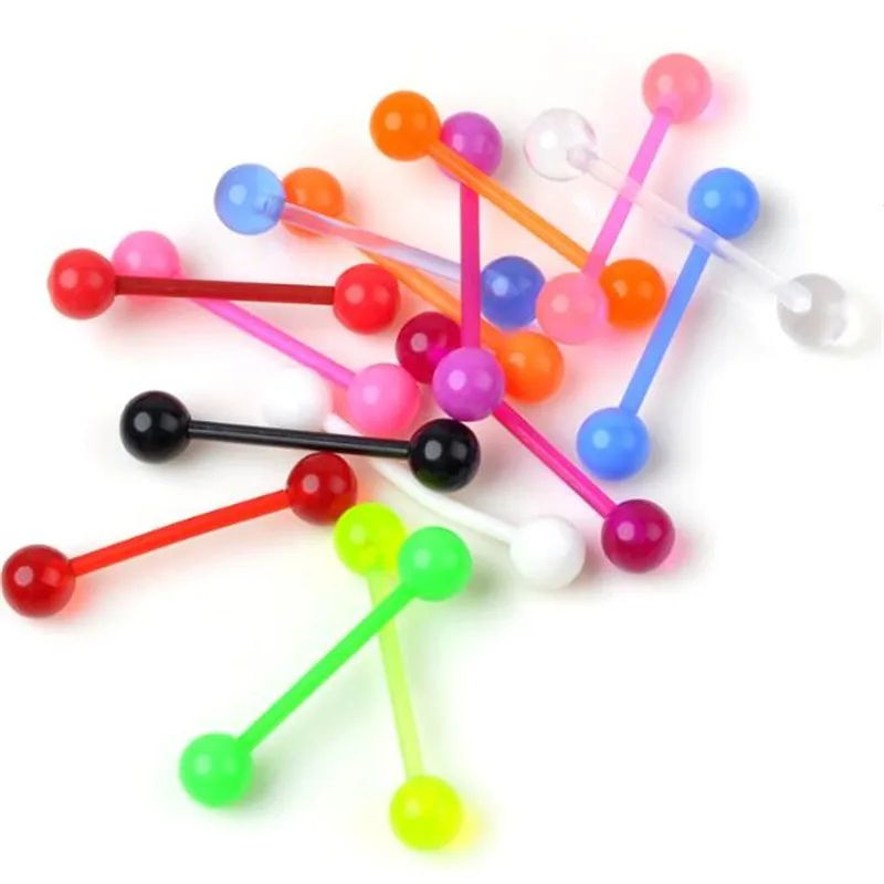 Светящиеся прямые штанги для пирсинга языка в индийском стиле 2 шт./лот 1 6*19*6 мм 14