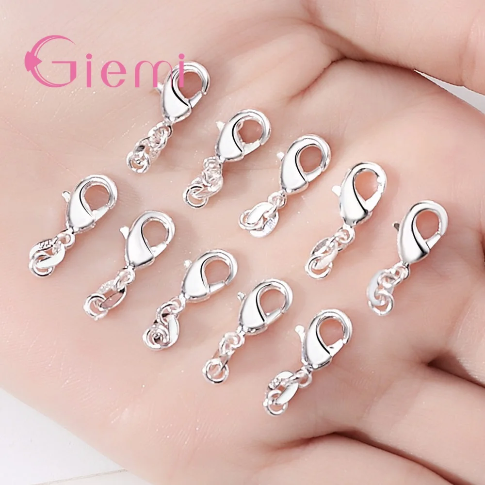 

10pcs/Lot S925 Silver Diy Bracelet Necklace Buckles Spring Lobster Clasp Connector Clasps Clips For Jewelry Making Wholesale