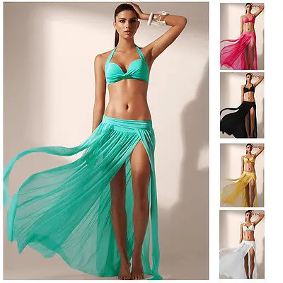 ITFABS 5 Colors NEW Sexy Bikini Cover Up Swimsuit Sheer Beach Maxi Veil Sarong Skirt | Женская одежда