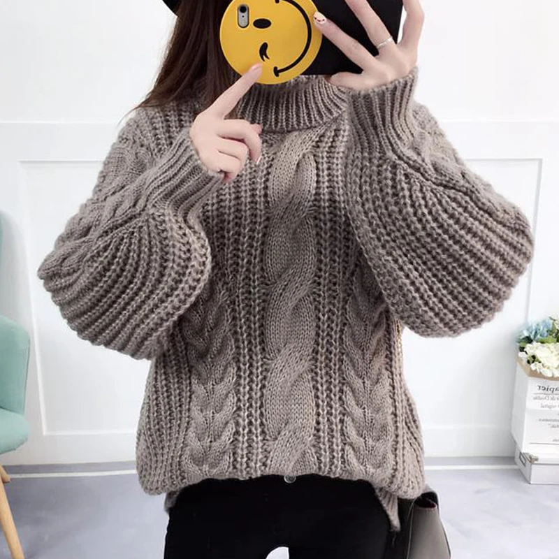 Свитер с высоким воротником Женский пуловер одежда на осень и зиму новая