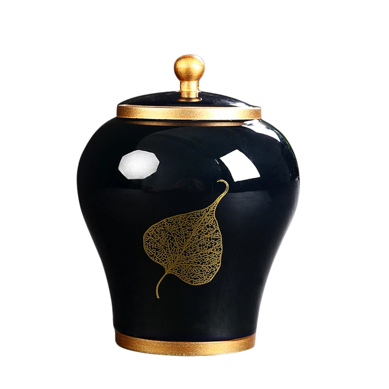 

Jingdezhen Chinese tea can ceramics large household sealed caddy Pu'er black tea jar packing box food storage tank canister