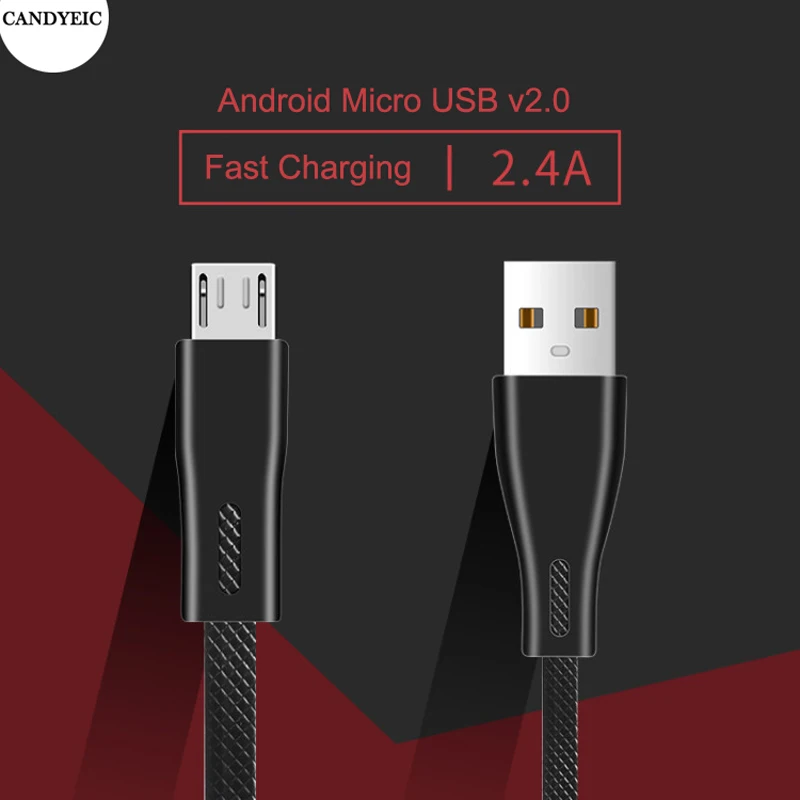 CANDYEIC микро USB кабель 2.4A телефона Быстрый USB кабель для зарядного устройства для Xiaomi Redmi Note5 Micro USB Зарядное устройство кабель для передачи данных для samsung USB