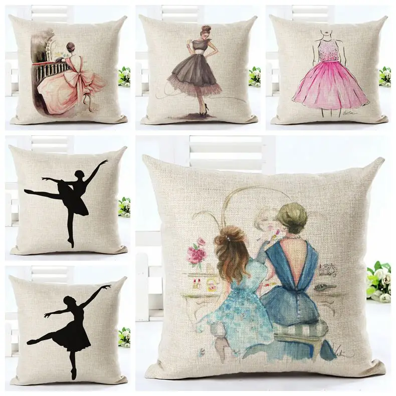 Винтажный Европейский женский Чехол на подушку элегантные балетные