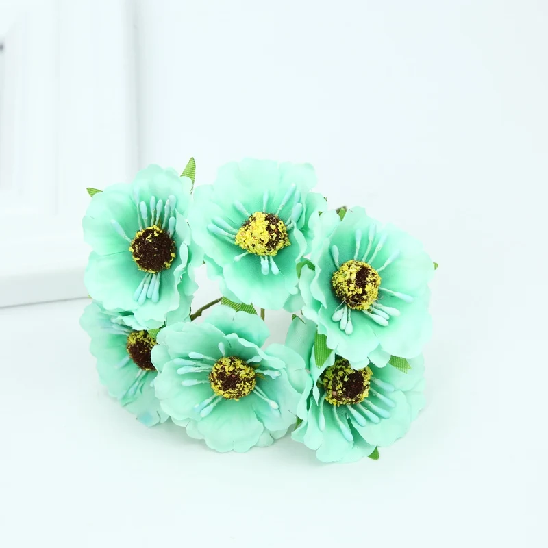 12 6 штук DIY рождественские подарки коробка для конфет Скрапбукинг шелковые вишни тычинки рождественские украшения для дома для свадьбы искусственные цветы - Цвет: 12