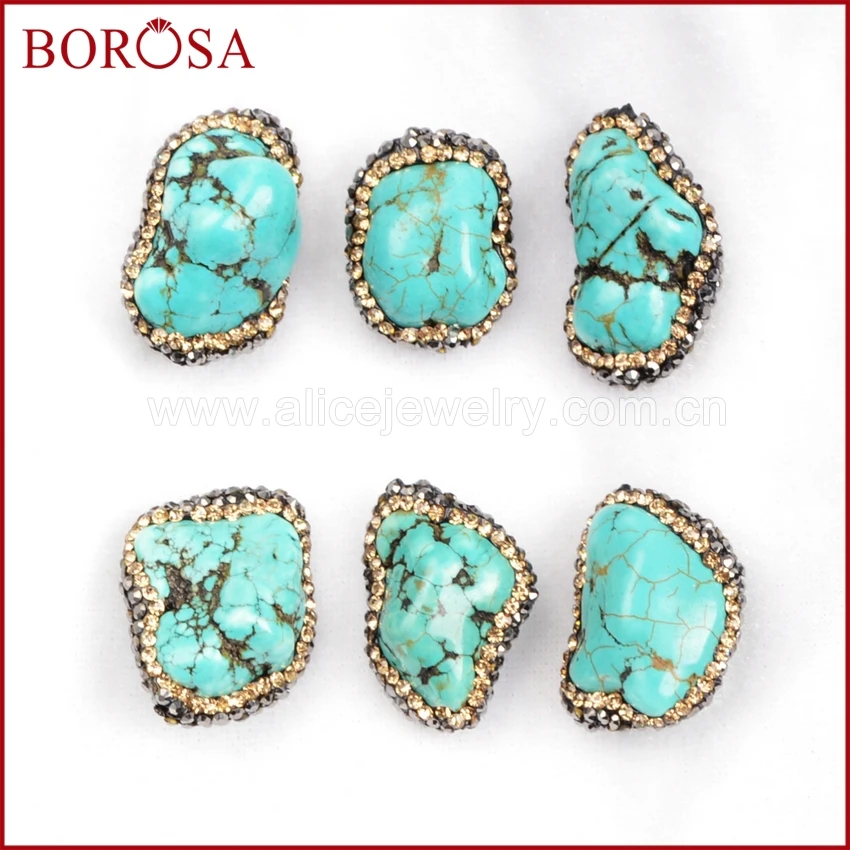 

BOROSA Fashion Druzy bead Hot sale Blue Stone Paved Zircon bead Bohemia Quartz Druzy bead J155
