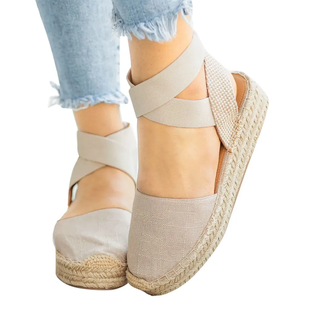 Повседневные женские сандалии 2019 г. Женские парусиновые на толстой подошве