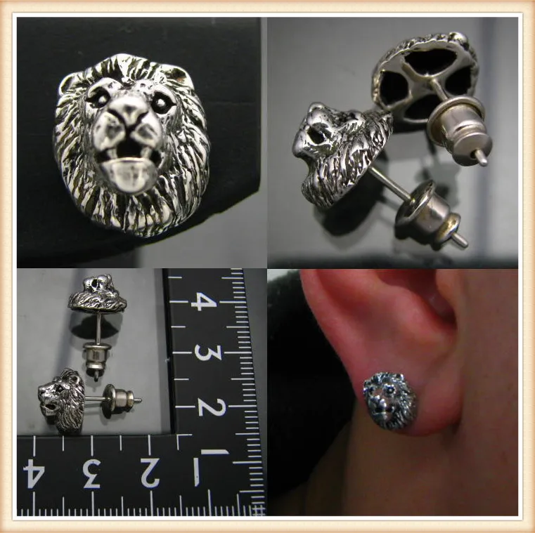 Женские и мужские серьги гвоздики в стиле ретро хиппи льва|Серьги-гвоздики| |