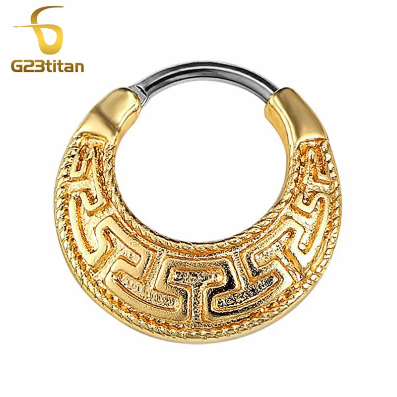 Septum Clicker G23titan титана пирсинг тела ювелирные изделия 16 г G23 титановый полюс перегородка кольцо с игла для прокалывания Кристалл Сережка для пирсинга в перегородку носа защелка для носа - Окраска металла: Septum Clicker
