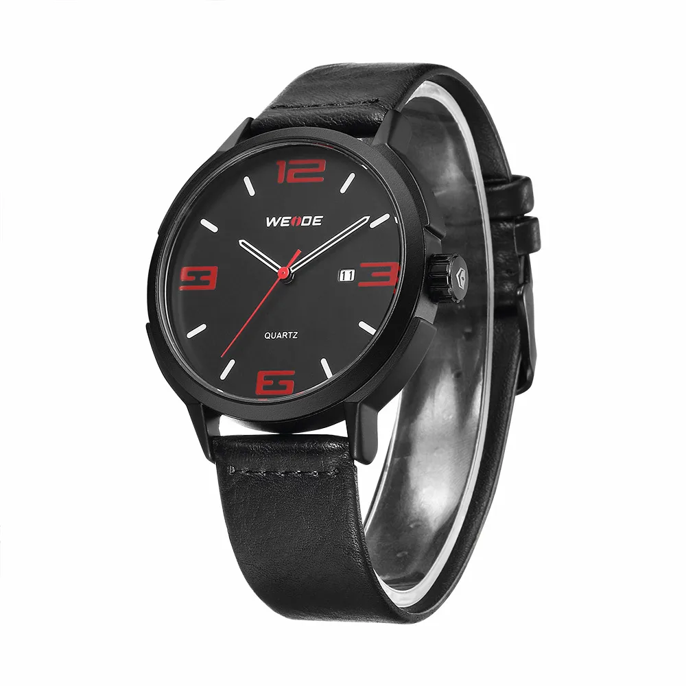 WEIDE Брендовые Часы Мужские Роскошные автоматические кожаные часы Аналоговые