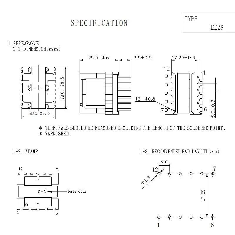 EE28 EI28 DC в магнит ферритовый сердечник трансформатор Viper53 flyback 300 340V до 12V 5V