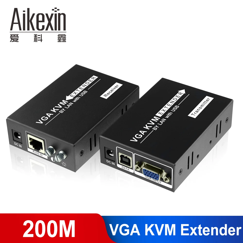 Aikexin VGA удлинитель 200 м USB KVM через LAN cat5/cat 6 UTP до 660ft для управления клавиатурой и