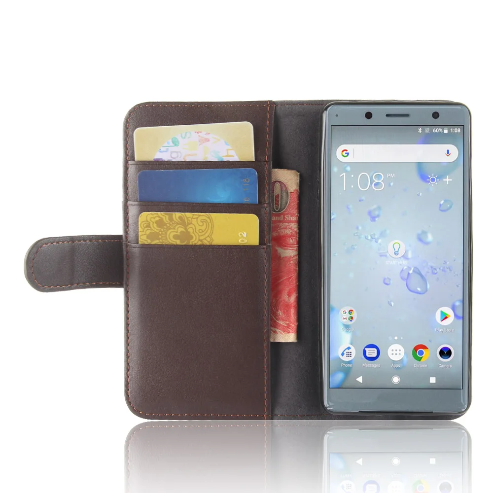 HUDOSSEN For Sony Xperia XZ2 Compact H8314 H8324 Case Luxury Flip Genuine Leather Soft TPU Back Cover | Мобильные телефоны и