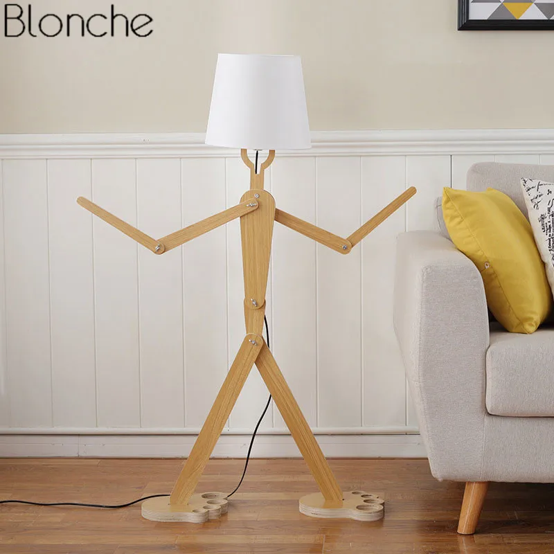 DIY LED Floor Lamps Modern Creative Wooden Standing Lamp Adjustable Floor Light for Bedroom Living Room Home Lighting Fixtures