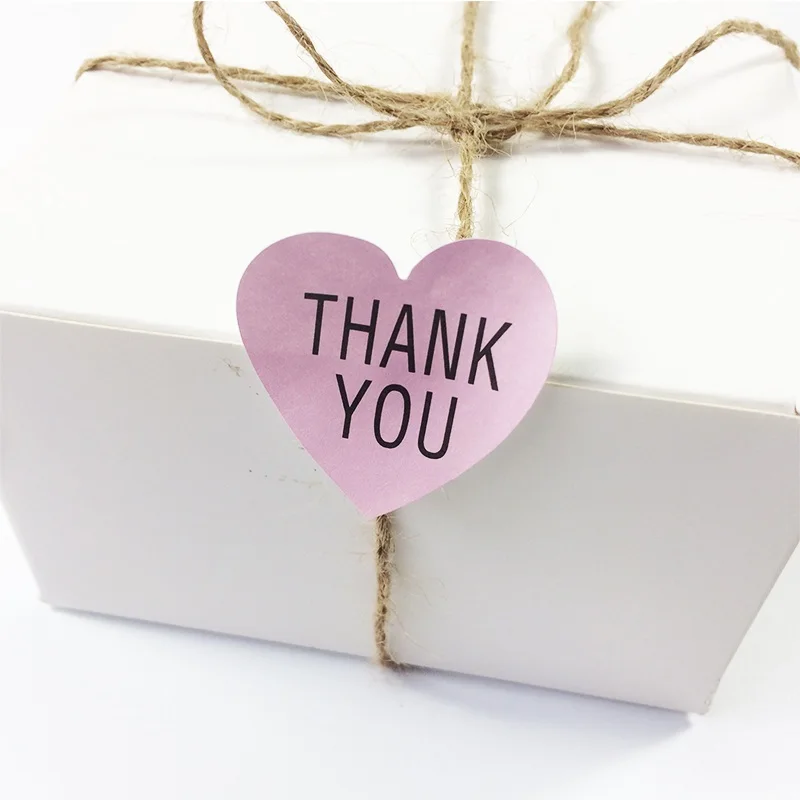

1000 Pcs/lot Simple Pink Heart Design THANK YOU print DIY Multifunction Seal Sticker Gift packaging Sticker Label