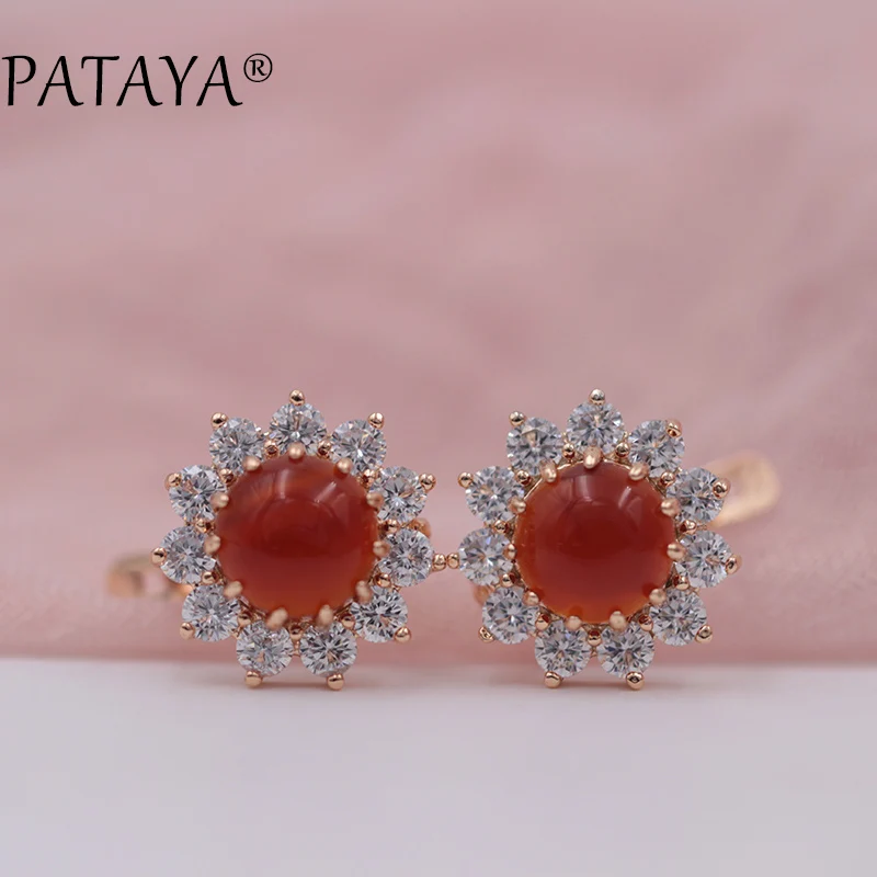 Серьги подвески из розового золота 585 пробы с натуральным камнем|earrings 585|natural stone