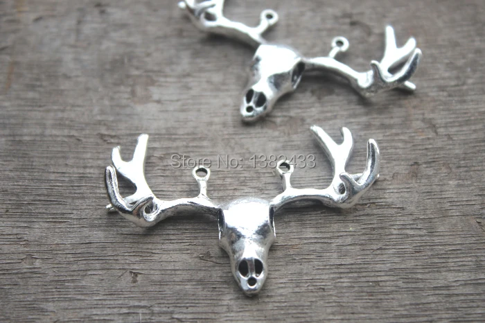 

6pcs Antler Skull charms,Antique Silver tone Vintage Large Artistic 3D Deers Heads With Antlers Charm Pendants 55x38mm