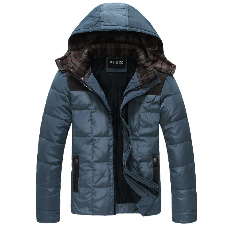 2014 new men's fashion down jackets hooded man winter jacket padded thick warm coats parkas free shipping drop | Мужская одежда