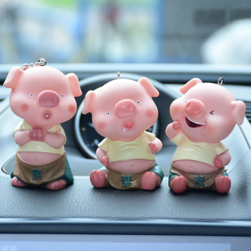 Fashion Cute Cartoon Pig Keychain Leather Rope Key Chains Animal Ring Holder Fur for Women Girl Bag Pendant | Украшения и