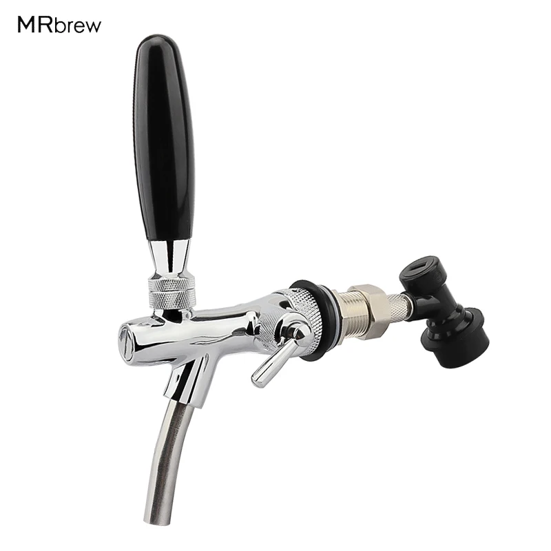 New Adjustable G5/8 Beer Faucet  Chrome Plating Beer tap with Long Black Handle Homebrew making tap Drink tap bar accessories