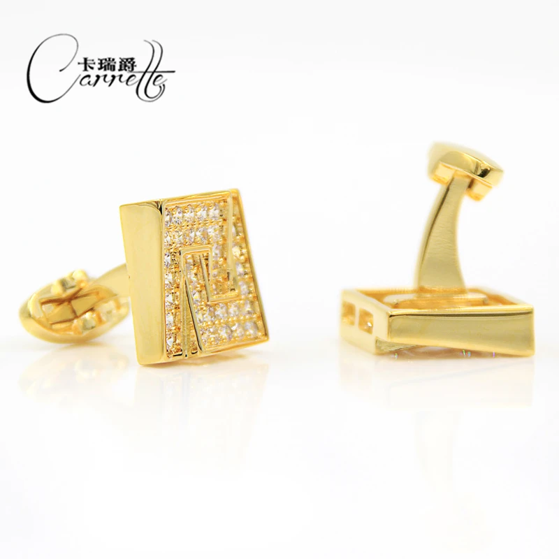 

Новинка Мужские квадратные деловые французские золотые серебряные манжеты для запонок с кристаллами