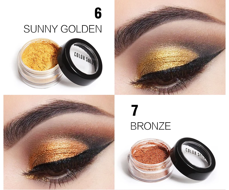 Цветной Салон Блеск Тени для век Палитра мода Свободный порошок мерцающие