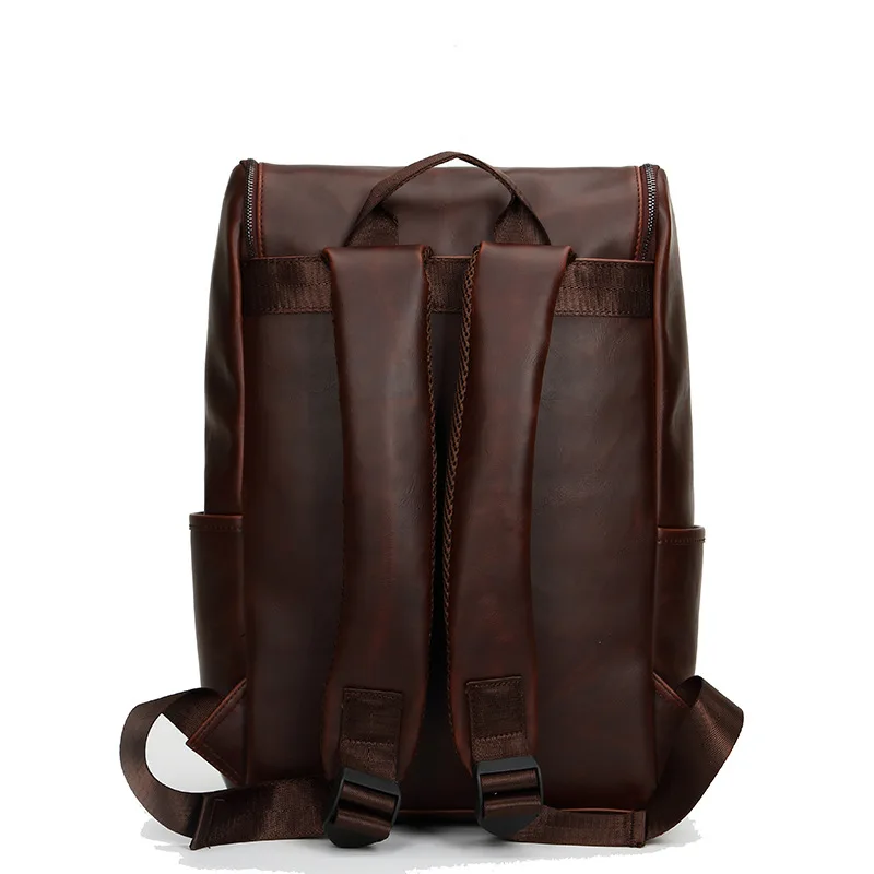 Мужской рюкзак из искусственной кожи черный деловой для мальчиков школьный в