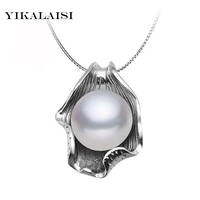yikalaisi 925 sterling silver chain natural freshwater pearl seashell pendants fashion jewelry for women 10 11mm pearl 4 colour