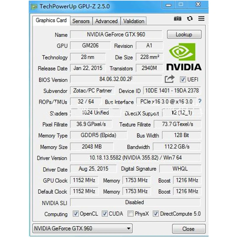 Видеокарта ZOTAC GTX 960 2 Гб бит GDDR5 GM206 графические карты GPU Map PCI E для NVIDIA Original GeForce GTX960