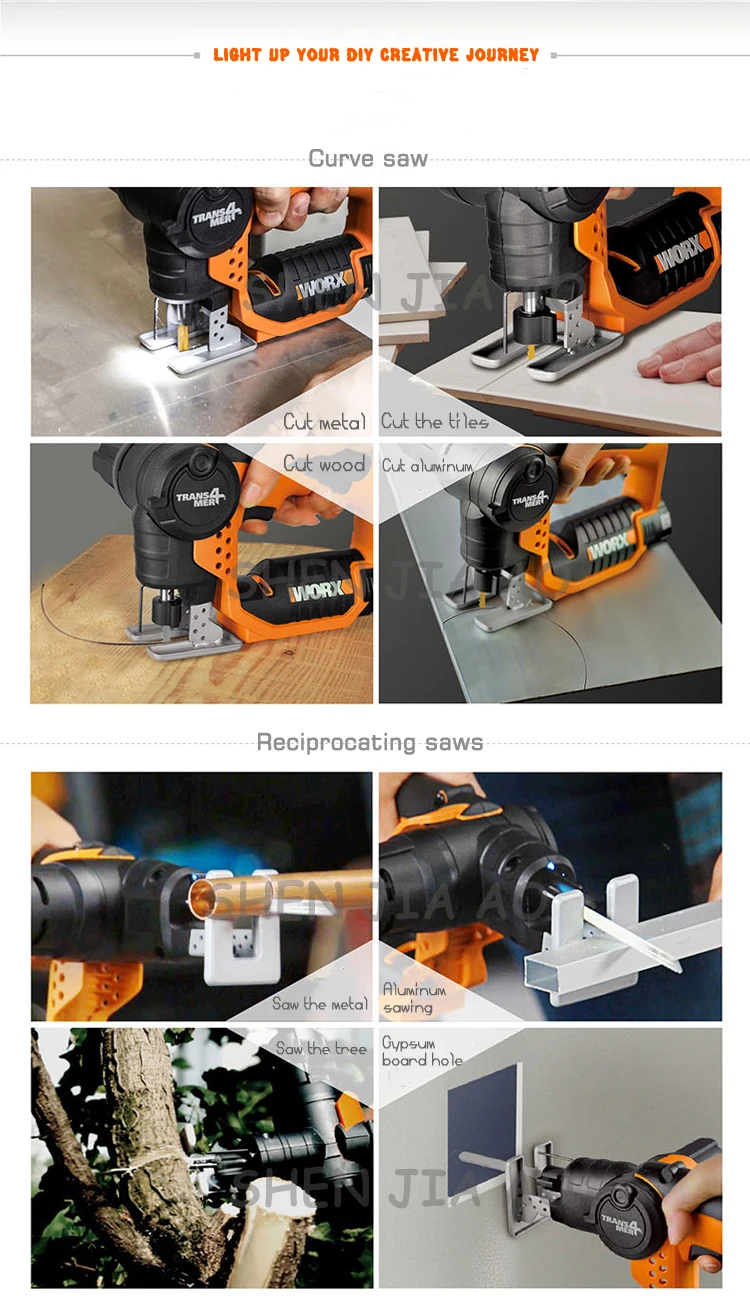 Многофункциональная литиевая электрическая деревообрабатывающая пила WX540.8 кривая пила возвратно-поступательная пила деревообрабатывающие электроинструменты 12 В