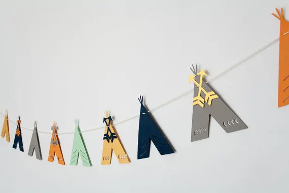 Украшения для вечеринки TeePee Garland детский племенный банер дня рождения крещения