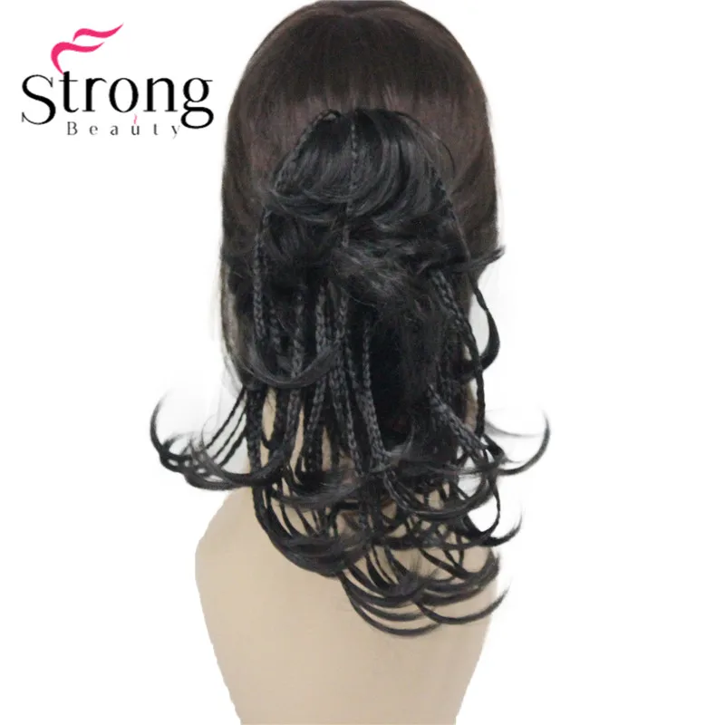 2 Natural Black StrongBeauty короткие крошечные косички плетеные прямые волнистые волосы накладной Хвост коготь клип Цвет выбор - Цвет: 2 Natural Black