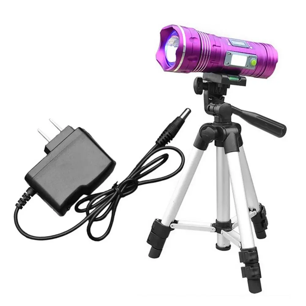 With Tripod Светодиодный фонарь для рыбалки, трехцветный светильник, масштабируемая лампа, перезаряжаемый фонарик, цифровой дисплей, 18650 литиевая батарея, Прямая - Цвет: With Tripod