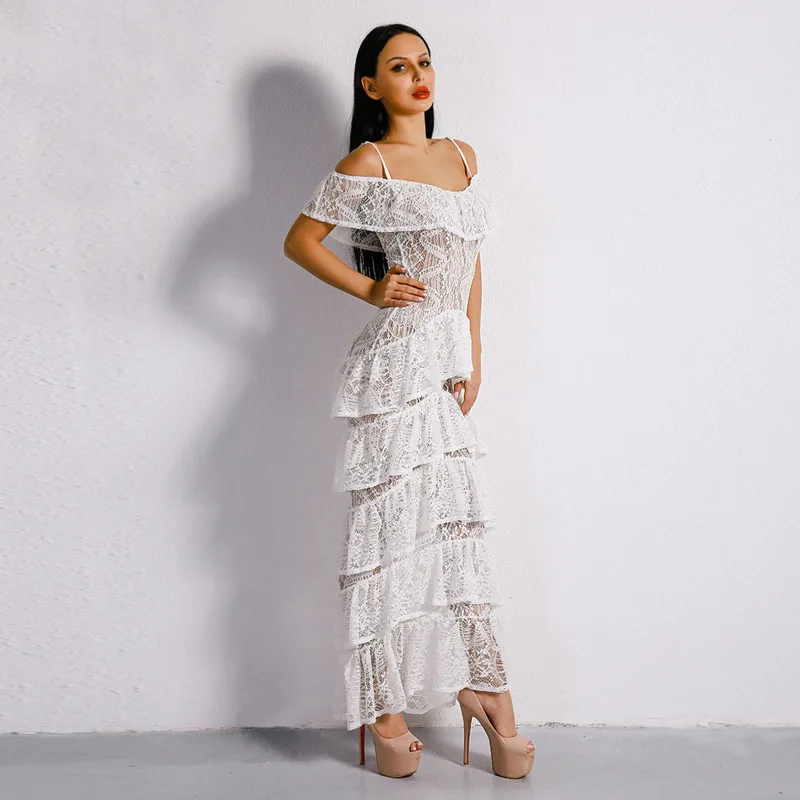 MUXU/белое кружевное платье с открытой спиной на бретелях vestidos женская одежда