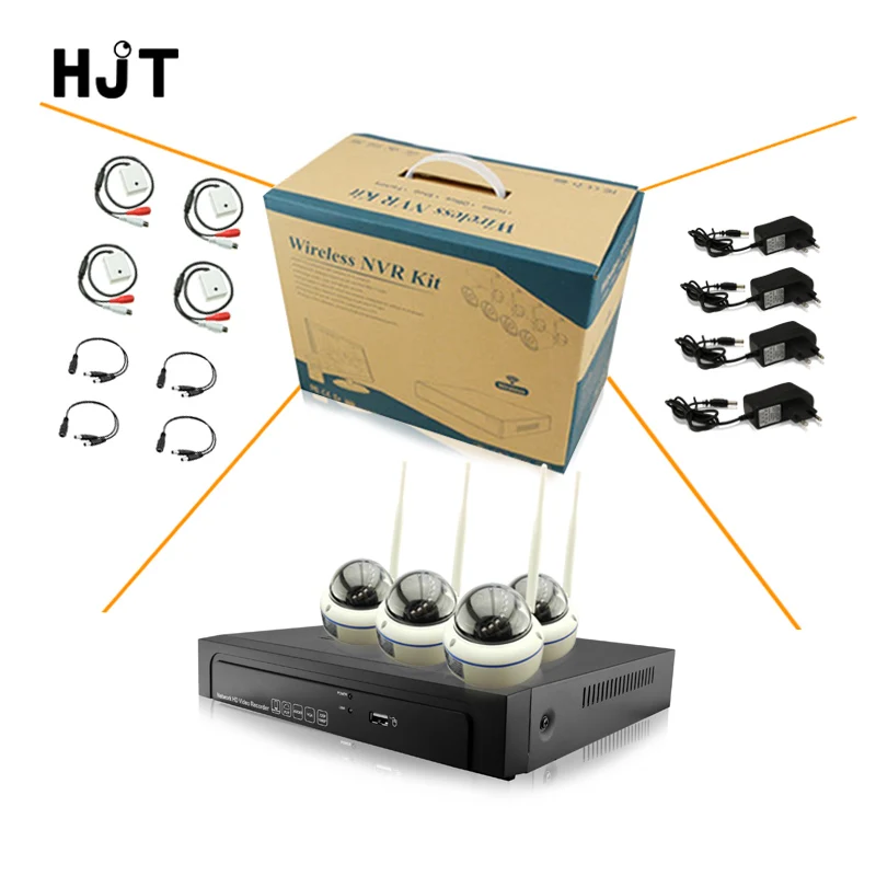 4CH Full HD 1080 P 2.0MP аудио 15IR Cut Металл CCTV Беспроводной купольная ip камера Камера